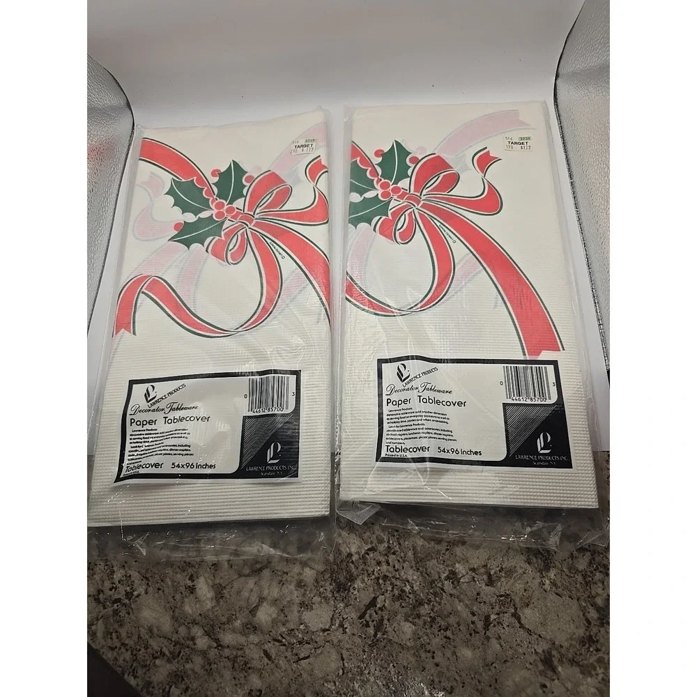 Lot of 2 Vintage NEW  Paper Christmas Tablecloths.  Size 54